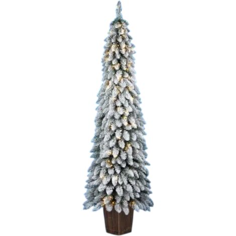 ALBERO DI NATALE FLOCCATO MOD.LANE H.180 CM CON LED