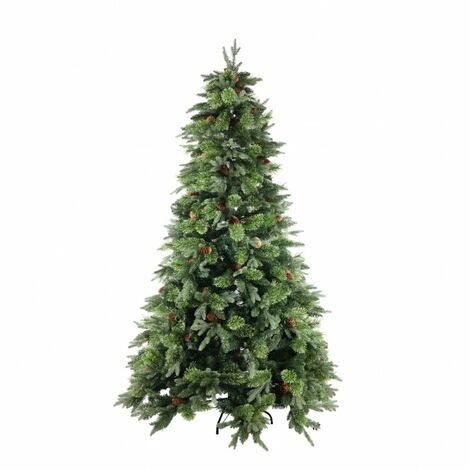 Albero di Natale folto ARTIFICIALE REALISTICO BYRON conifere con pigne in PE PVC altezza 180 cm