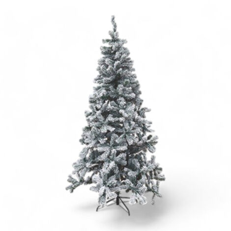 Albero di natale folto e luminoso effetto innevato realistico base in metallo Sestriere - 180 cm