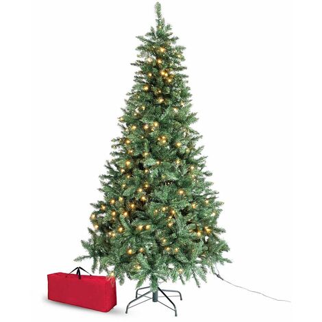 Albero di Natale Folto Verde con Luci Led Effetto Realistico 120 cm con Borsa