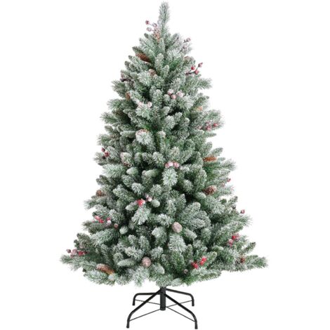 Albero di natale Frosty "Windham innevato" in PE effetto real touch con bacche rosse -240 cm