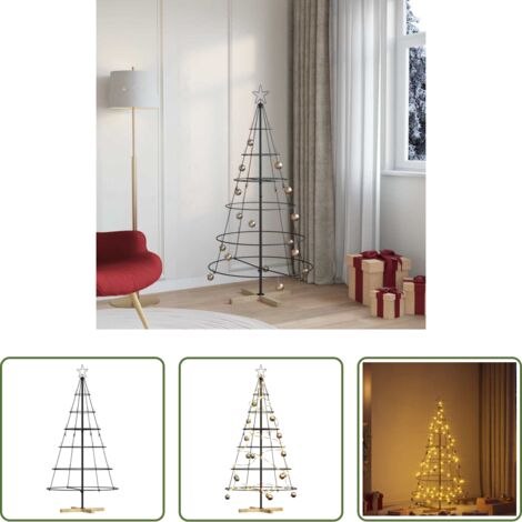 Albero di Natale in acciaio -  Albero a Cono di Natale con supporto Nero 154 cm Acciaio
