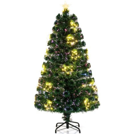 Albero di Natale in fibra ottica da 150cm pre-illuminato con luci a stringa e stella