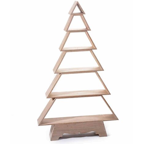 Albero di Natale in legno con mensole altezza 1,24 metri per allestire casa vetrine e negozi