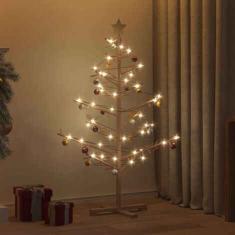 Albero di Natale in legno con supporto Marrone 125 cm vidaXL
