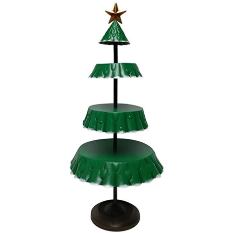 Albero di Natale in Metallo con 3 Ripiani Puntale a Stella  Verde o Rosso HCM 91 Decorazione NATALIZIA tavola casa idea regalo - colorigenerali: VERDE