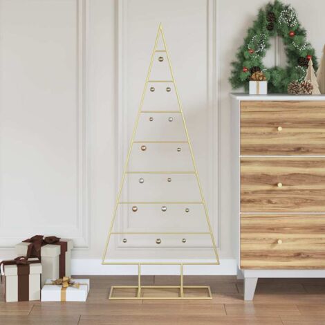 Albero di Natale in metallo con supporto Oro 125 cm vidaXL