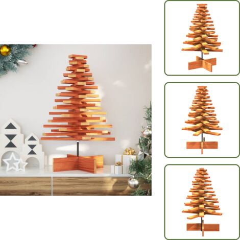 Albero di Natale in pino - vidaXL Albero di Natale Marrone Cera 80 cm in Legno Massello di Pino -