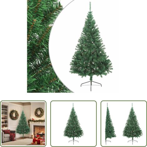 Albero di Natale in PVC -  Albero di Natale Artificiale Metà con Supporto Verde 180 cm PVC