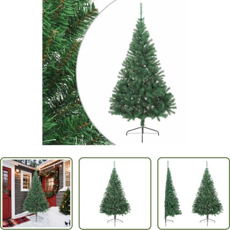 Albero di Natale in PVC -  Albero di Natale Artificiale Metà con Supporto Verde 210 cm PVC