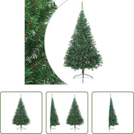 Albero di Natale in PVC -  Albero di Natale Artificiale Metà con Supporto Verde 240 cm PVC