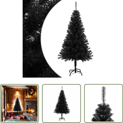 Albero di natale in PVC -  Albero di Natale Artificiale Sottile con Base Nero 150 cm PVC
