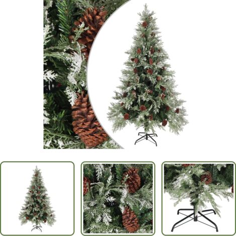 Albero di Natale in PVC -  Albero di Natale con Pigne Verde e Bianco 195 cm in PVC e PE