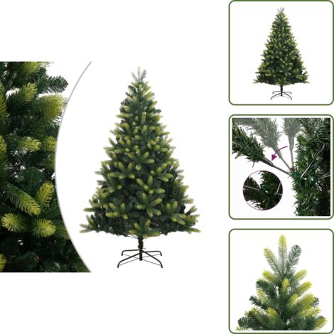 Albero di Natale in PVC - vidaXL Albero di Natale Artificiale Incernierato con Base 210 cm - Albero di Natale in PE