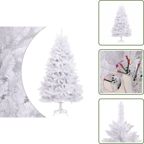 Albero di Natale in PVC - vidaXL Albero di Natale Artificiale Incernierato con Base Bianco 240cm - Albero di Natale Economico