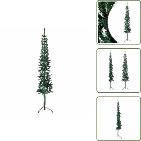 Albero di Natale in PVC - vidaXL Albero Natale Artificiale Sottile a Metà Supporto Verde 180 cm - Albero di Natale per interni