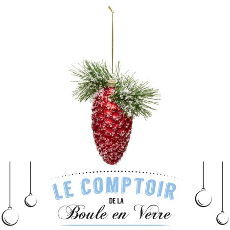 Albero di natale in vetro 13 cm apple pine red - Feeric lights & christmas