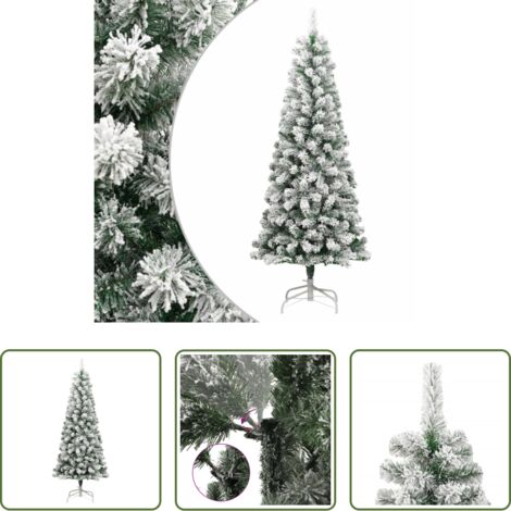 Albero di Natale incernierato -  Albero Natale Artificiale Incernierato con Neve Fioccata 240 cm