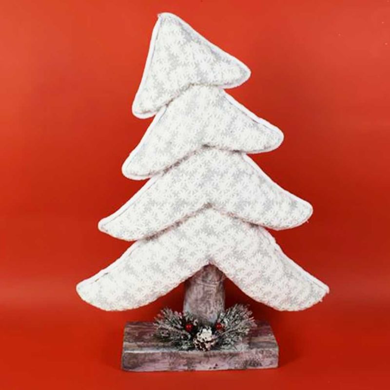 Decorazioni Natalizie Albero Di Natale.Albero Di Natale Inclinato In Tessuto Bianco 56cm Decorazioni Natalizie Silver