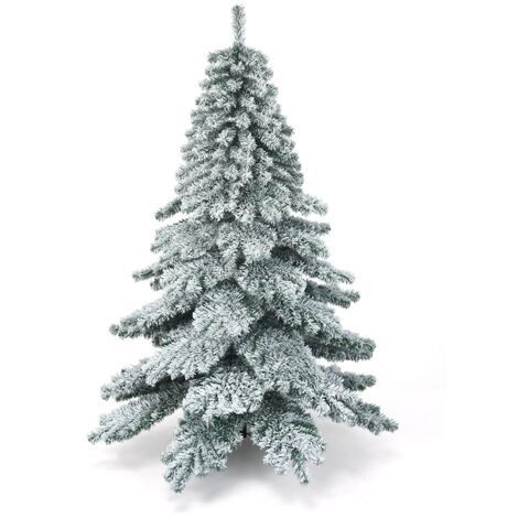 Albero di Natale innevato 180cm, abete artificiale con base metallica e foglie spesse