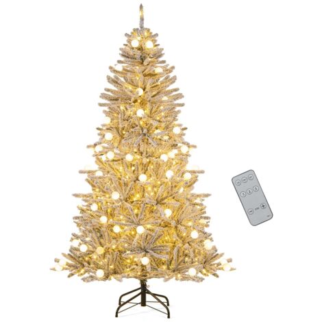 Albero di Natale innevato 180cm con 51 sfere luminose e 250 luci LED bianche calde