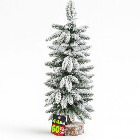 Albero di Natale Innevato 60cm con 44 Rami e Neve Effetto Realistico Base Tronco