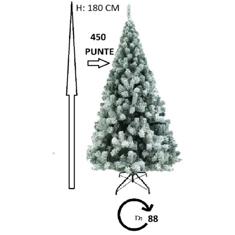 Albero di natale innevato bianco neve CM 150- 180-210-240 apertura ad ombrello artificiale pino ignifugo casa ufficio condominio - MISURA: 180 CM