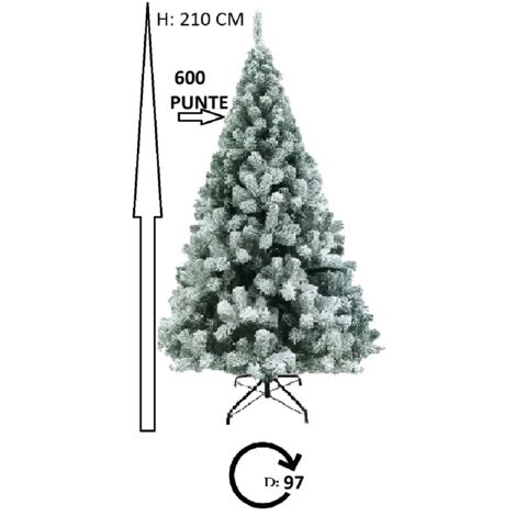Albero di natale innevato bianco neve CM 150- 180-210-240 apertura ad ombrello artificiale pino ignifugo casa ufficio condominio - MISURA: 210 CM