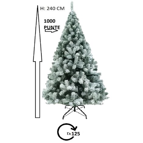 Albero di natale innevato bianco neve CM 150- 180-210-240 apertura ad ombrello artificiale  pino ignifugo casa ufficio condominio - MISURA: 240 CM
