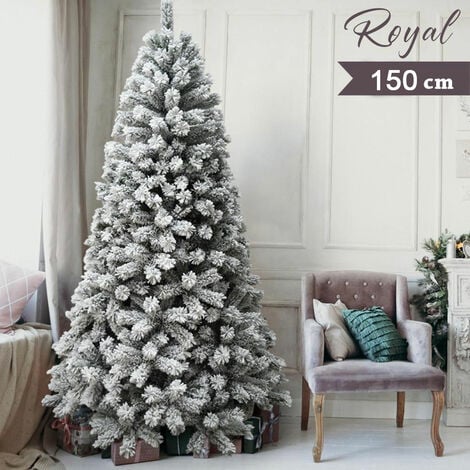 Albero Di Natale Innevato Royal 150cm 515 Rami Super Folto Effetto Neve Reale
