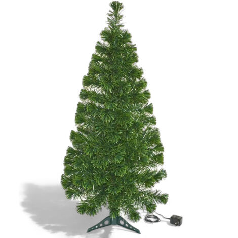 Albero di natale Livigno a fibre ottiche multicolore interno base in plastica con cavo 1.8 m trasformatore 12V - H100 cm