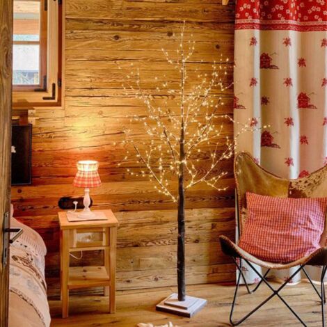 Albero di natale luminoso "Glad" Ramo con led a luce calda Decorazione da interno -120 cm / Marrone Innevato