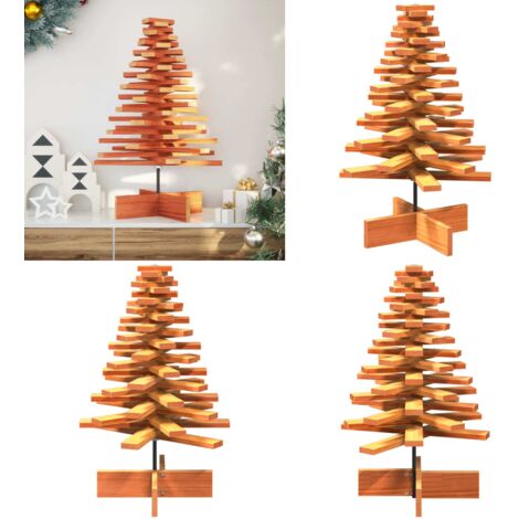 Albero di Natale Marrone Cera 80 cm in Legno Massello di Pino - Decorazioni per Natale - Albero di Natale marrone