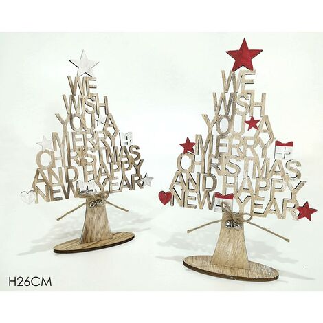 Albero di natale merry christmas new year natalizio per addobbi decorazioni 26cm