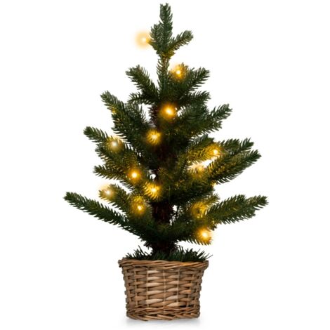 Albero di Natale mini 53cm, con 96 rametti, 20 luci LED e timer