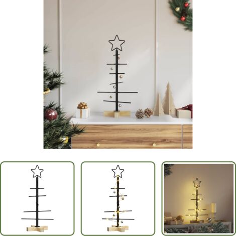 Albero di Natale Minimalista -  Albero di Natale in metallo con supporto Nero 59,5 cm