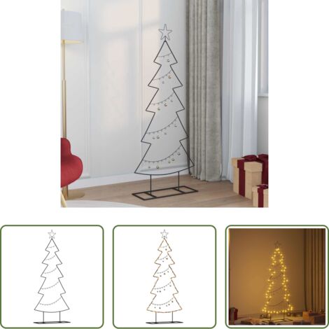 Albero di Natale Nero -  Albero di Natale in metallo con supporto Nero 150 cm Acciaio