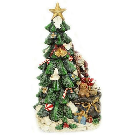 Albero di natale orsetto Babbo natale statua con luci regali decorazioni addobbi idea regalo natalizia cm 25 casa in blocco