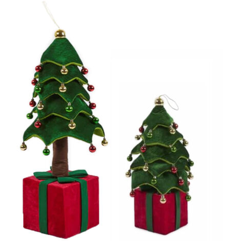 Albero di Natale Pieghevole 80 cm in Velluto Decoro Addobbo Vetrine Casa Negozi