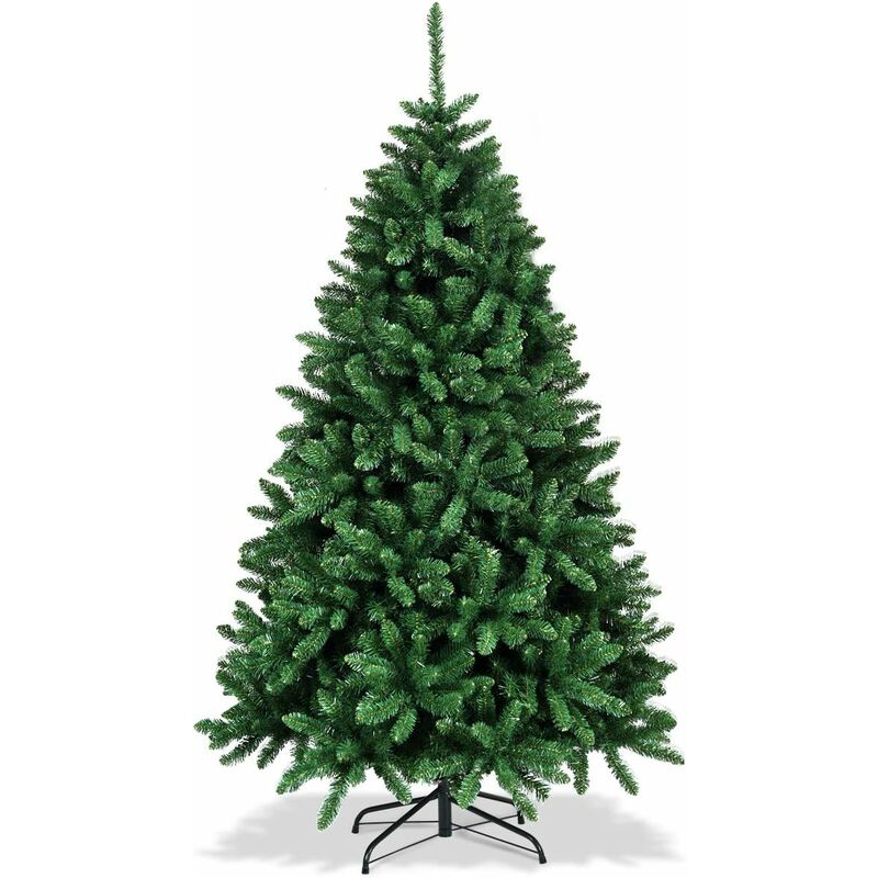 Goplus - Albero di Natale Pieghevole Automatico in PVC,Facile da Montare con Struttura con Cerniere e Base di Metallo, Ideale per Casa Ufficio Negozi