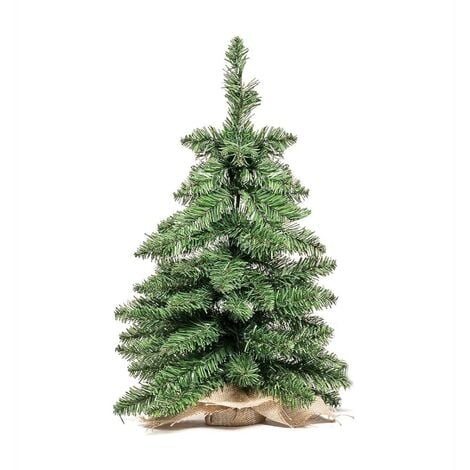 Albero di Natale Pinetto Alberello 45 cm 50 Rami in PVC con base in Juta F4998 Altezza 45 cm Colore Verde