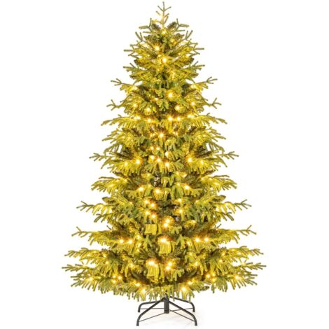 Albero di Natale pre-illuminato 180cm, 270 luci LED bianco caldo e base pieghevole