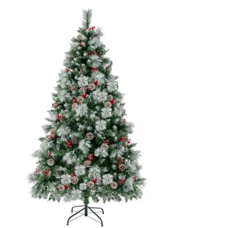 Albero di Natale pre-illuminato 185cm, con aghi di pino e luci LED
