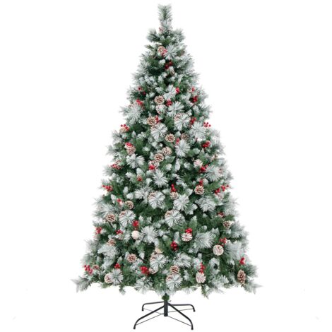 Albero di Natale pre-illuminato 215cm con luci LED e aghi di pino