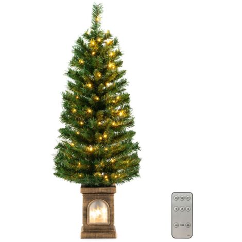 Albero di Natale pre-illuminato in vaso da 120cm, ingresso con 100 luci LED e timer