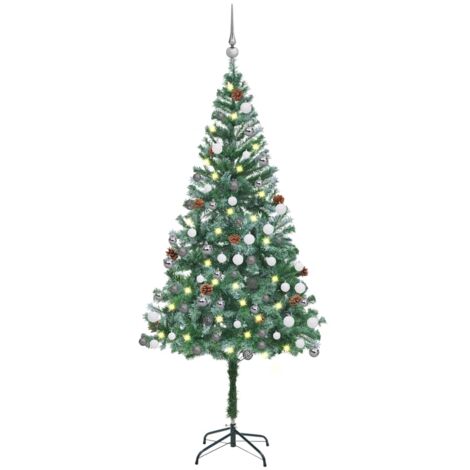 Albero di Natale Preilluminato con Palline e Pigne 180 cm vidaXL