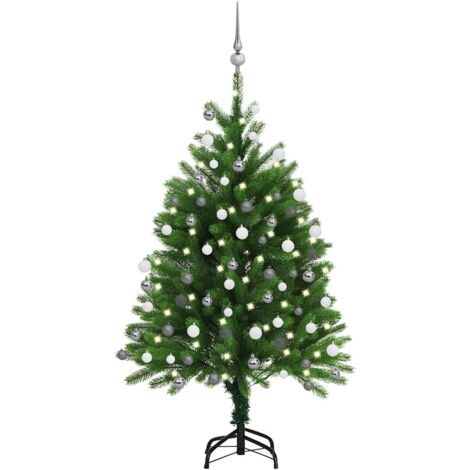 Albero di Natale Preilluminato con Palline Verde 120 cm vidaXL