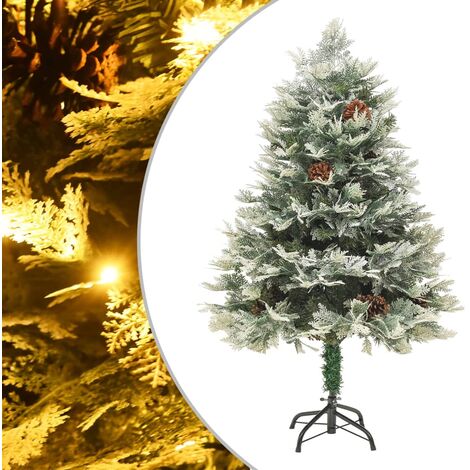 Albero di Natale con LED e Pigne Verde 120 cm in PVC e PE
