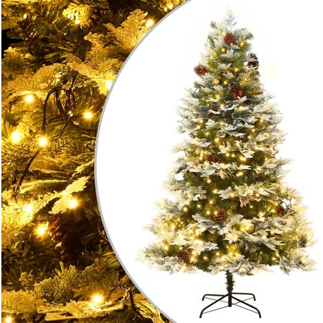 Albero di Natale Preilluminato con Pigne Verde 195 cm PVC e PE vidaXL