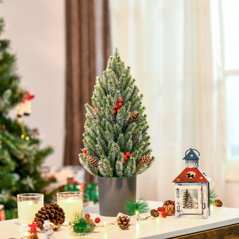 Albero di Natale Rami pieni 170 punte 8 bacche 7 pigne base stabile plastica 27x50cm verde